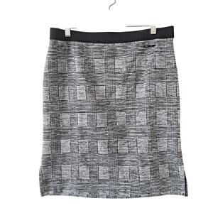 Jones New York Black & White Elastic Waist Plaid / Check Knit Mini Skirt -Size L